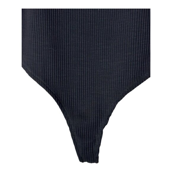 Privacy Please Bodysuit Women XS Black Ribbed Knit Square Neck Adjustable Straps - Picture 6 of 11